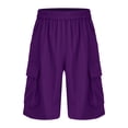 thumbnail image 3 of Haitryli Girls Kids Boys Cargo Shorts Hip-hop Fashion Clothing And Work Pants Gymnastic Trunk Gym Bottoms Purple 130-M, 3 of 5