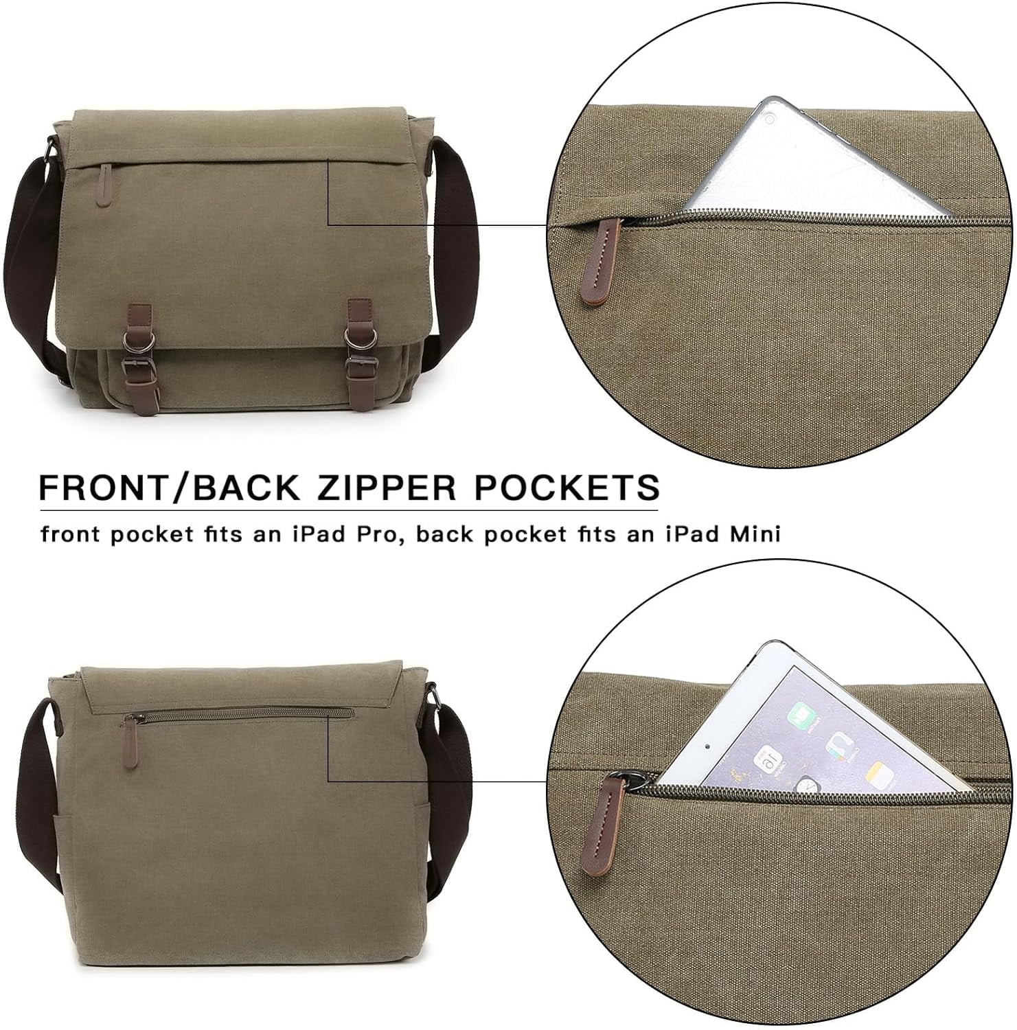 NANAHuang Large Vintage Canvas Messenger Shoulder Bag Travel Crossbody Purse Briefcase Business Bag for 15inch Laptop
