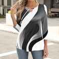 thumbnail image 4 of gakvbuo 3/4 Sleeve tops for Women Keyhole Neck summer Tunic tops Solid Color Round Neck Loose T-shirt, 4 of 6