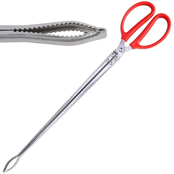 Goeielewe Multi-Function Clip Scissor Tongs Anti-Slip Tool Clip Sea Crab Artifact Crab Tongs Mud Tongs Iron Tongs Garbage Clips Catching Sea Clips - 14.5 Inches Long (Curved Head)