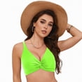 thumbnail image 4 of NIEWTR Women Plus Size Bikini Top - Twist Front Swimsuit Top Push Up Full Coverage Bathing Suit Swim Bra for Large Bust(Green,XL), 4 of 9