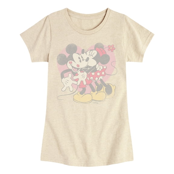 Disney - Mickey & Minnie Kisses - Youth Girls Fitted Short Sleeve T-Shirt