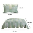 thumbnail image 4 of Benjara Reversible Fabric Queen Size Quilt Set with Geometric Pattern Motifs,Green, 4 of 4