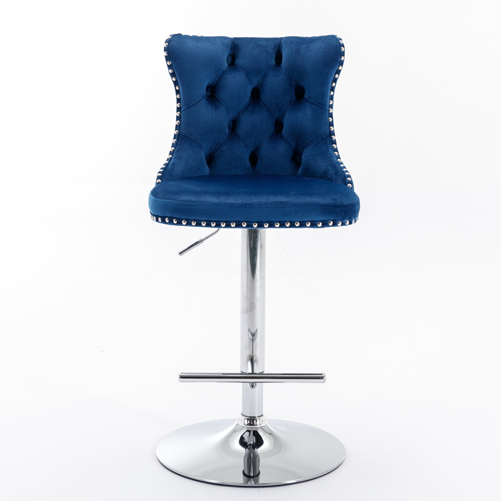 Swivel Bar Stools of 2, LegaHome Velvet Counter Height Barstools, 25-33 Inch Adjustable Height Bar Stools for Kitchen Counter, Modern Upholstered Kitchen Island Chairs, 300lbs Capacity, Blue
