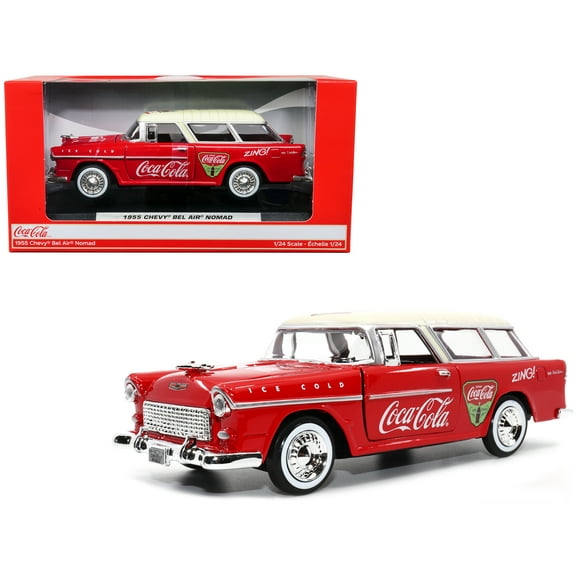 1955 Chevrolet Bel Air Nomad Red with White Top "Coca-Cola" 1/24 Diecast Model Car by Motor City Classics