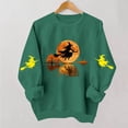 thumbnail image 2 of Smupbvky Womens Halloween Print Sweatshirts Fall Witch Graphics Tops Long Sleeve Crew Neck Pullover Holiday Casual (XL, Green), 2 of 5