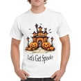 thumbnail image 3 of "Let's Get Spooky" Halloween T-Shirt Haunted House and Pumpkin Graphic Tee for Fall, Unisex Scary Season Shirt., 3 of 7