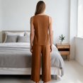 thumbnail image 4 of Domzest Womens 2 Piece Linen Blend Set Sleeveless Button Tank Top & Wide Leg Pants Set Summer Casual Outfits Light Brown M, 4 of 4