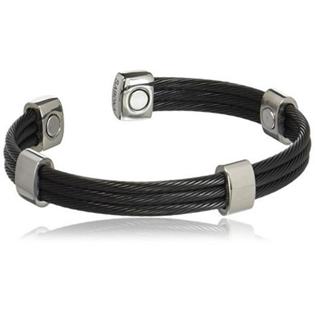 Sabona 36575 Bracelet Magnétique en Acier Inoxydable Noir et Satin - Extra Large