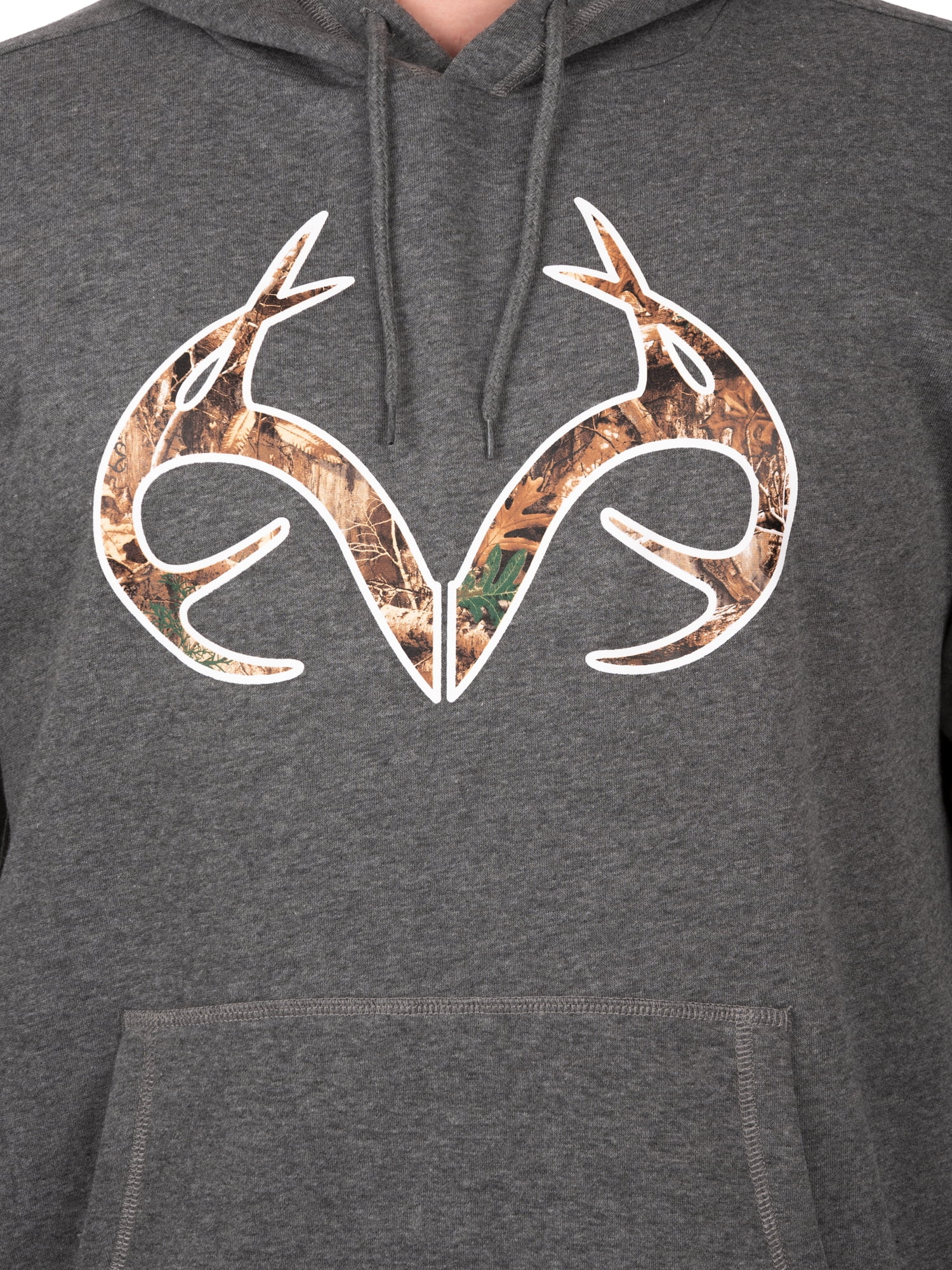 Realtree Charcoal Antlers Logo V2 Men Graphic Hoodie