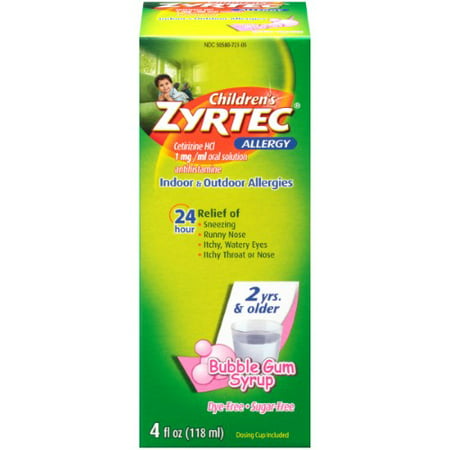 Children's Zyrtec 24 Hour Allergy Relief Bubble Gum Syrup - 4 fl