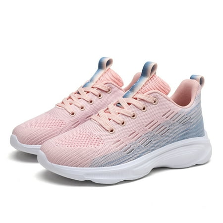 Elecsop Sneakers for Women  Mesh Breathable Running Shoes for Women  Lightweight Anti-Slip Tennis Walking Shoes Women  Pink & Blue  7