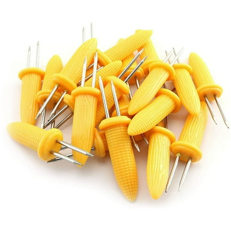 

Homgreen 24 PCS(4 Pack 6Pcs/Pack) Corn on The Cob Holders Stainless Steel Heat Resistant Non Slip Barbecue Corn Prongs Skewers for BBQ Cooking Birthday Party (Yellow)