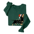 thumbnail image 6 of Tiweut Women's Leisure Hoodies Christmas Santa Sausage Dog Print Fashion Loose Fit Pullover Long Sleeve Round Neck Regular Tops Green,S, 6 of 7