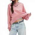 thumbnail image 2 of Sudadera Corta de Larga con Cuello Redondo para Mujer, Lindas y Holgadas. Rosa M, 2 of 10