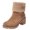 Brown, variant on Faux Suede Boots for Women Slip On Windproof Mid Block Heeled Boots Versatile Warm Round Toe Snow Boots with Fleece Lined