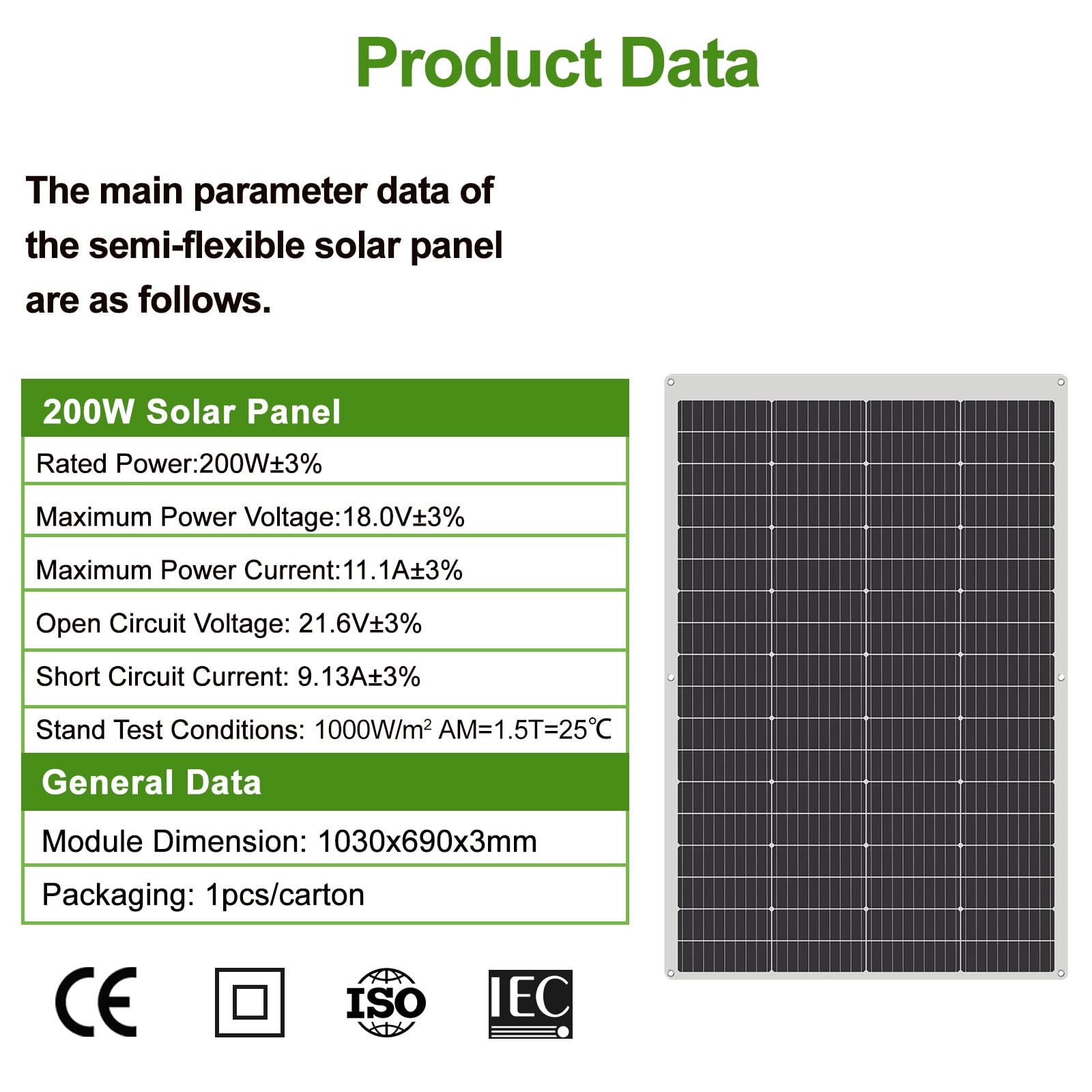 WERCHTAY 200W Flexible Solar Panel Ultra Thin Ultra Lightweight Off-Grid Charger for Marine RV Cabin Van Car Uneven Surfaces