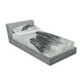 thumbnail image 2 of Ambesonne Nature Fitted Sheet & Pillow Sham Set, Foggy Mountain Peak, Twin, White Grey, 2 of 2