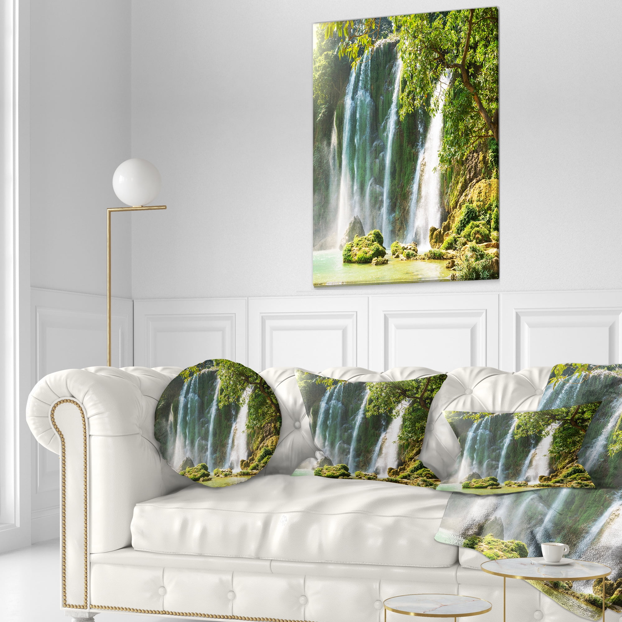 Designart 12" x 20" Green Polyester Throw Pillow