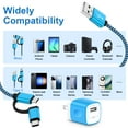 thumbnail image 7 of Charger Block, 2 in 1 USB C&Micro Charging Cable 6FT with USB Charger Plug, Type C Charger Fast Charging Wall Charger Adapter Power Base USB Brick Cube Box Compatible for Samsung Android, Blue, 7 of 7