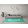 thumbnail image 3 of Ahgly Company Machine Washable Indoor Rectangle Persian Turquoise Blue Traditional Area Rugs, 7' x 10', 3 of 4