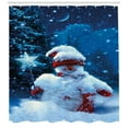 thumbnail image 3 of Ambesonne Christmas Shower Curtain, Snowman Magic Wand, 69"Wx84"L, Navy Blue Red White, 3 of 3