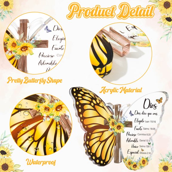 2ooya Acrylic Butterfly Shape Ornament for Christian Souvenir Desktop Decoration,1 Count