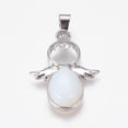 thumbnail image 2 of 1 colgante de ángel de ópalo, dije de piedra natural de ángel con cierre de latón, collar con colgante de platino, 2 of 3