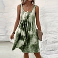 thumbnail image 5 of QUNYINEY Sleeveless Sundresses for Women Beach Casual Tie Dye A Line Midi Tank Dress Summer Casual Crew Neck Loose Fit Pleated Dresses, 5 of 6