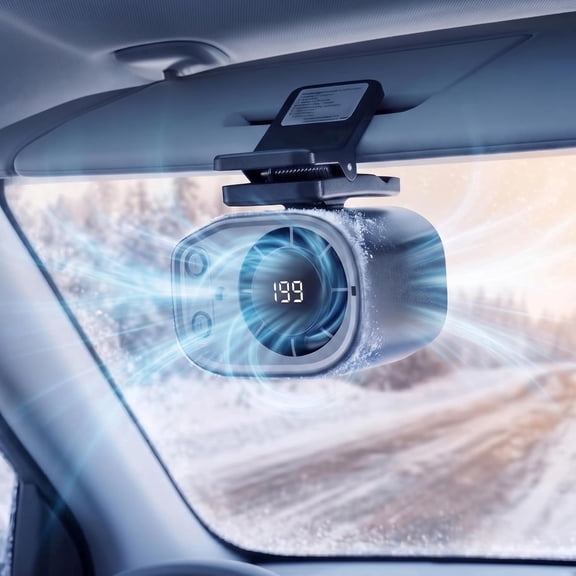 Portable Car AC, Clip-On Cooling Fan with LED Display, 360° Rotation & Adjustable Speeds for Car, Truck, SUV & RV
