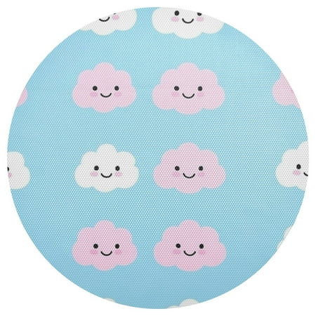 

Pink and White Clouds 4-Piece 15.4in Heat-Proof PVC Plate Mats Easy Cut and Clean for Family Use