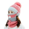 thumbnail image 4 of Viworld 3Pcs/Set Women Winter Knitted Hat with Scarf and Mask Cover Set Pompom Beanie Warm Scarf Anti Haze Full Face Cover Beige, 4 of 7