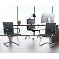 thumbnail image 2 of Guyou Modern Mid Back Office Guest Chair Set of 2, Faux Leather Reception Chair Computer Chair with Armrests and Metal Sled Base for Meeting/Waiting/Conference Room, No Wheels, Black, 2 of 10