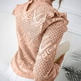 thumbnail image 4 of tklpehg Fall Clothes for Women 2022 Sweatshirt Loose Fit Blouse Solid Color Casual Womens Long Sleeve Tops Round Neck Lace Pleated Stitching Tops for Women Pink XL, 4 of 8
