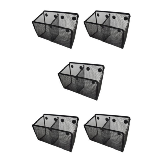 relayinert Magnetic Pencil Holder Black Mesh Basket Table Locker for Refrigerator 2 grid Small 5Set
