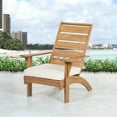 thumbnail image 4 of Linon Rockport Slat Back Acacia Outdoor Lounge Chair with Cushion, Brown/Beige, 4 of 12