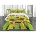 thumbnail image 3 of Ambesonne Fiesta Quilted Bedspread Set 3 Pcs, Maracas and Mustache, Queen Size, Green Yellow Vermilion, 3 of 5