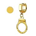thumbnail image 2 of iJewelry2 Gold Tone Stainless Steel Dangling Handcuff Huggie Hoop and Illusion Plug Stud Earrings, 2 of 2