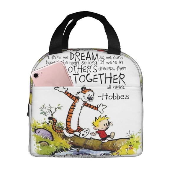 Calvin And Hobbe Lunch Box Insulated Lunch Bag For Women Men Reusable Cooler Lunch Tote Bag