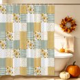 thumbnail image 4 of Yellow Green Checkered Floral Shower Curtain Set - Small 36" x 72" Washable Bathtub Curtain with 12 Hooks, Farmhouse Art Flowers Buffalo Waterproof Fabric Stall Shower Curtains for Bathroom Décor, 4 of 8