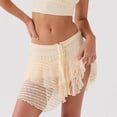 thumbnail image 2 of SMihono Women Y2k Lace Mini Skirt Stylish Sheer Mesh Low Waist Ruffle Half Slip Skirt Sexy Layered Flowy Short Skirt Beachwear Yellow 4, 2 of 6