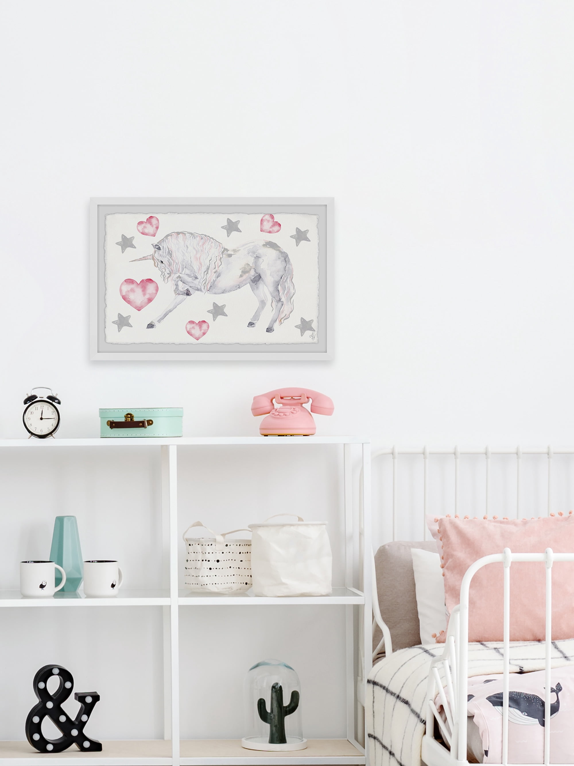 Marmont Hill Curly Unicorn Framed Wall Art, 24.00" x 1.50"