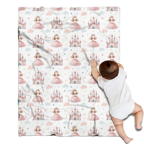 Princess Castle Pattern Blanket,Comfortable Soft Flannel Throw Blanket,All Season,Warm Lightweight Blankets for Sofa Bed Couch Living Room Chair,30"x40"