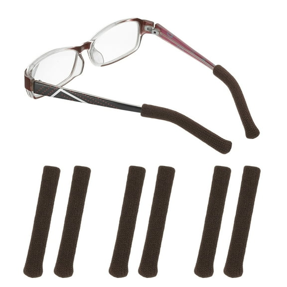 Uxcell Glasses Ear Cushion 2.17 In, 3 Pairs Soft Ear Grippers Knitting Cotton Glasses Non-Slip Comfortable Elastic Eyeglasses Arm Cushions Temple Tips, Brown