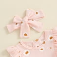 thumbnail image 3 of Newborn Baby Girl Halloween Outfit Cute Pumpkin Ruched Romper Ruffle Long Sleeve Smocked Bodysuit Infant Baby Fall Clothes, 3 of 7