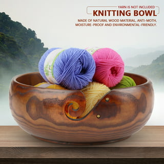 BCMRUN Yarn Bowl Large Knitting Bowl Holder with Crochet Hooks Hole  Holder,Knitting Flat Bottom Wool Balls Storage Organizer Yarn Storage Bowl  for