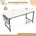 thumbnail image 3 of GVN 60 Inch Computer Desk with Charging Station Storage Bag-White, Desk for Bedroom, Gaming Computer Desks for Study,Working,Writing, 3 of 7