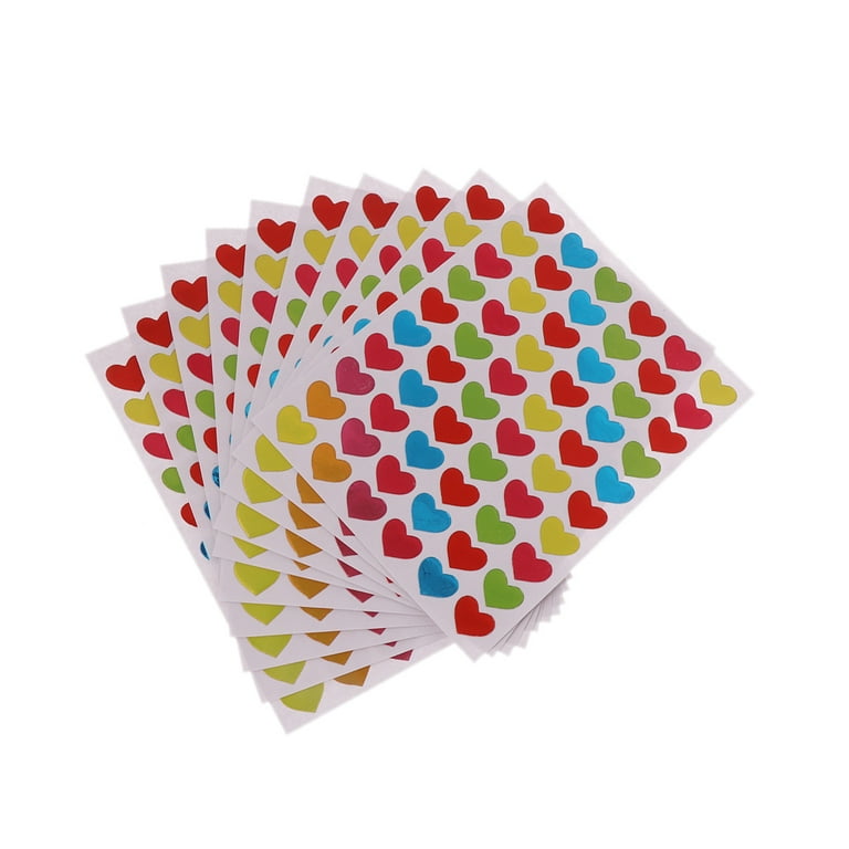 SUNRI 10 Sheets Heart Stickers Love Decorative Sticker Kids Envelopes Cards  Craft Scrapbooking Party Favors Prize Class Rewards Award Praise 