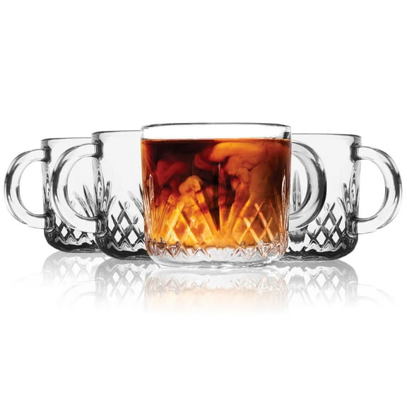 Godinger Mini Espresso Coffee/Tea Cups - Glass - 4oz, Set of 4