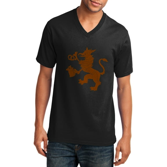 Plus Size Oktoberfest Griffin Graphic Men's Core Cotton V-Neck T-Shirt - Jet Black XL